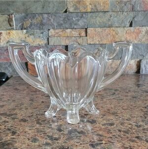 Indiana Glass Sugar Bowl Colonial Notched Clear 4 Footed depression glass